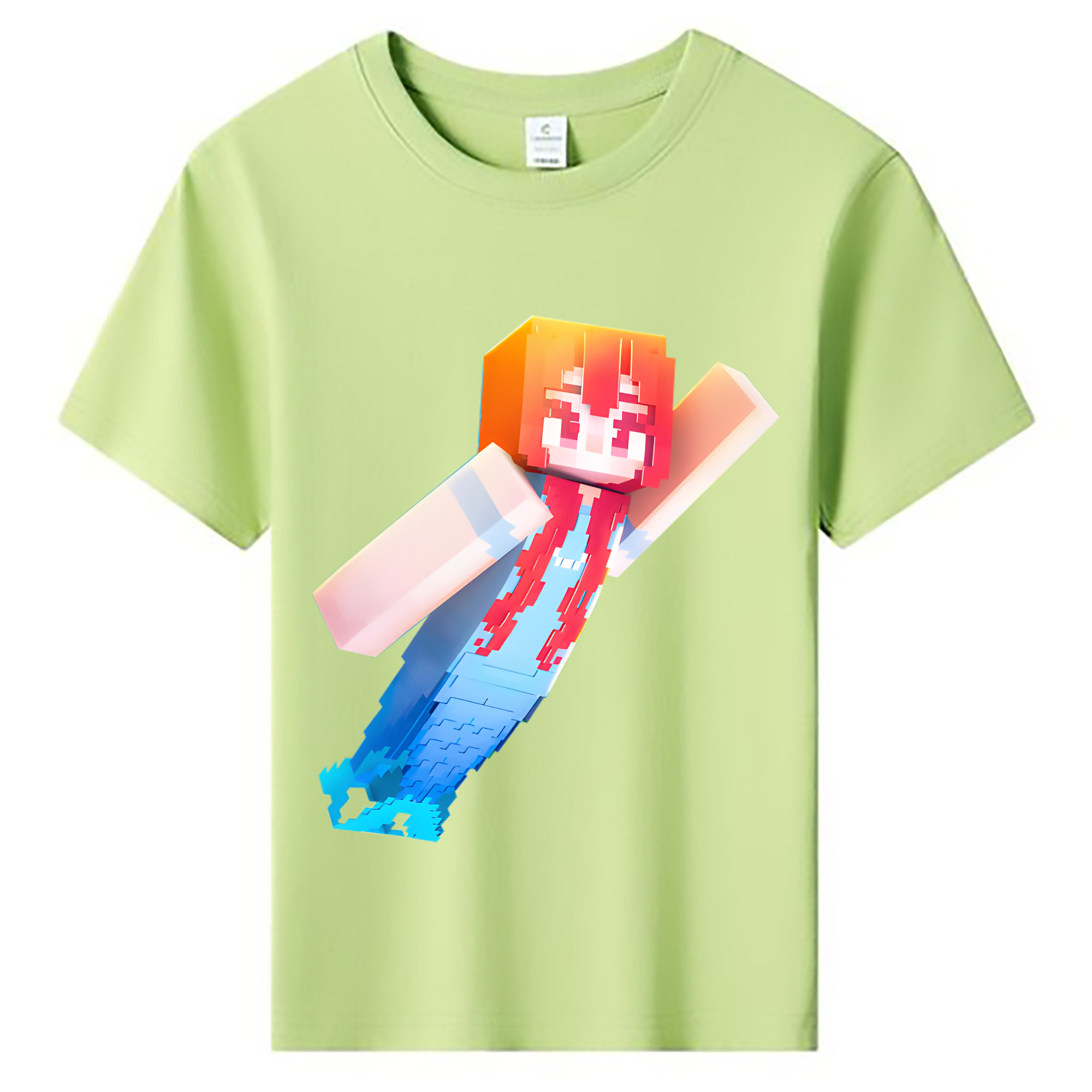 （画像用） マインクラフト ブロックの世界 Minecraft MC Block world 綿100％キッズTシャツ（フロントプリント）